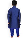 Blue Art Dupion Silk Fancy work Jacket Style - 2
