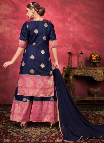 Blue Art Silk Woven Palazzo Suit for Ceremonial