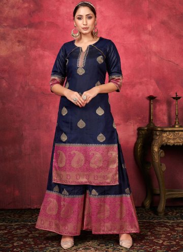 Blue Art Silk Woven Palazzo Suit for Ceremonial