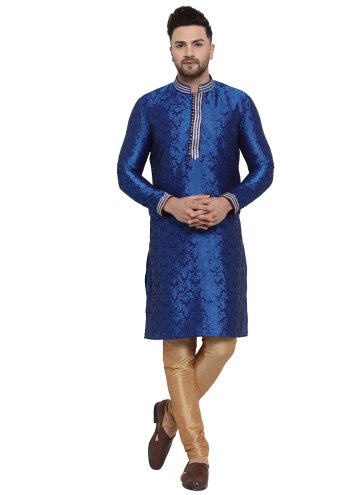 Blue Banarasi Embroidered Kurta Pyjama