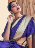 Blue Banarasi Woven Classic Designer Saree - 1