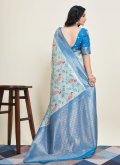 Blue Banarasi Woven Classic Designer Saree for Ceremonial - 2