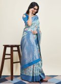 Blue Banarasi Woven Classic Designer Saree for Ceremonial - 3