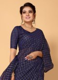 Blue Blended Cotton Woven Trendy Saree for Casual - 1
