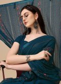 Blue Classic Designer Saree in Chiffon with Embroidered - 5