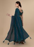 Blue Classic Designer Saree in Chiffon with Embroidered - 7