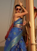 Blue Classic Designer Saree in Nylon with Woven - 1