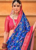 Blue Classic Designer Saree in Patola Silk with Patola Print - 1