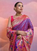 Blue Classic Designer Saree in Silk with Meenakari - 2