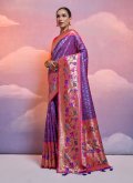 Blue Classic Designer Saree in Silk with Meenakari - 3