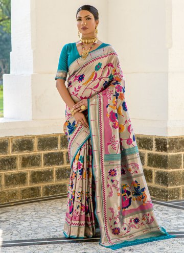 Blue Classic Designer Saree in Silk with Woven