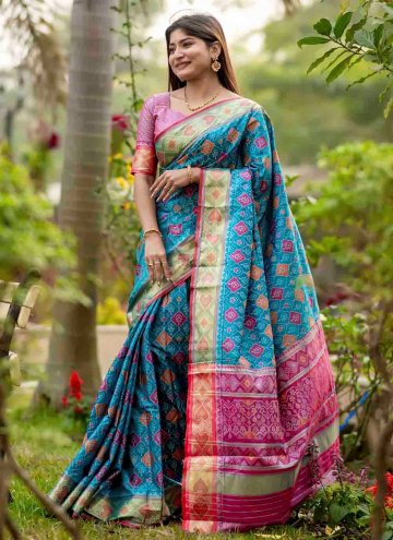 Blue Classic Designer Saree in Silk with Woven