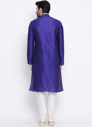 Blue color Art Dupion Silk Kurta Pyjama with Plain Work