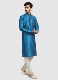 Blue color Art Silk Kurta Pyjama with Plain Work - 2
