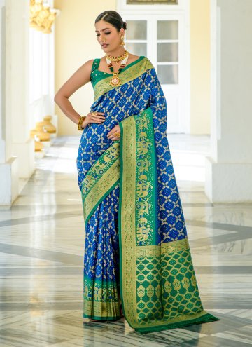 Blue color Banarasi Contemporary Saree with Woven