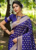 Blue color Banarasi Designer Saree with Woven - 2