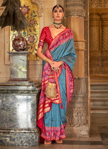 Blue color Banarasi Designer Saree with Woven