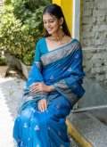 Blue color Banarasi Trendy Saree with Woven - 2