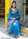 Blue color Banarasi Trendy Saree with Woven - 3