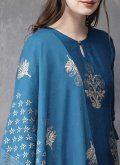 Blue color Cotton  Trendy Salwar Kameez with Embroidered - 1
