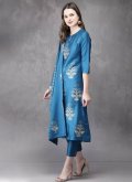 Blue color Cotton  Trendy Salwar Kameez with Embroidered - 3