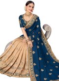 Blue color Embroidered Banglori Silk Classic Designer Saree - 1
