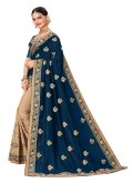 Blue color Embroidered Banglori Silk Classic Designer Saree - 5