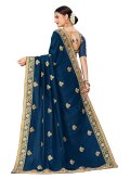 Blue color Embroidered Banglori Silk Classic Designer Saree - 6