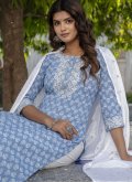 Blue color Embroidered Cotton  Trendy Salwar Kameez - 3