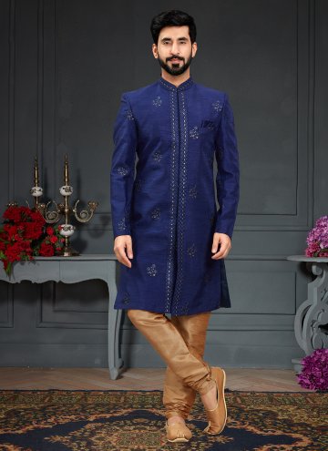 Blue color Embroidered Imported Indo Western
