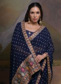 Blue color Georgette Contemporary Saree with Cord - 2