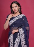Blue color Georgette Contemporary Saree with Embroidered - 2