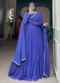 Blue color Georgette Gown with Printed - 2