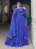 Blue color Georgette Gown with Printed - 4