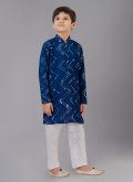 Blue color Georgette Kurta Pyjama with Embroidered - 2