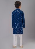 Blue color Georgette Kurta Pyjama with Embroidered - 3