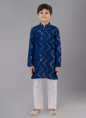 Blue color Georgette Kurta Pyjama with Embroidered