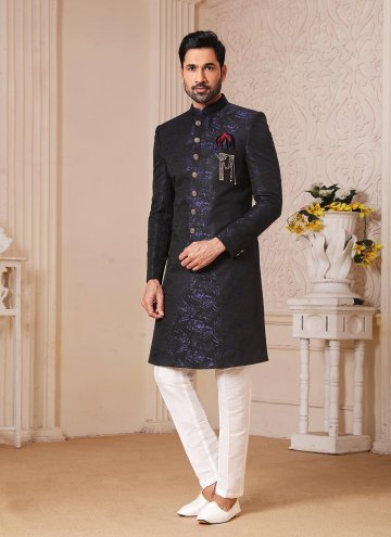 Blue color Imported Indo Western with Jacquard Work