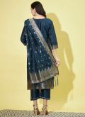 Blue color Jacquard Work Cotton Silk Designer Salwar Kameez - 2