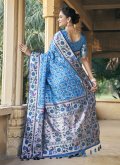 Blue color Patola Silk Silk Saree with Patola Print - 2