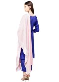 Blue color Poly Silk Pant Style Suit with Plain Work - 1