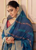 Blue color Silk Classic Designer Saree with Embroidered - 1