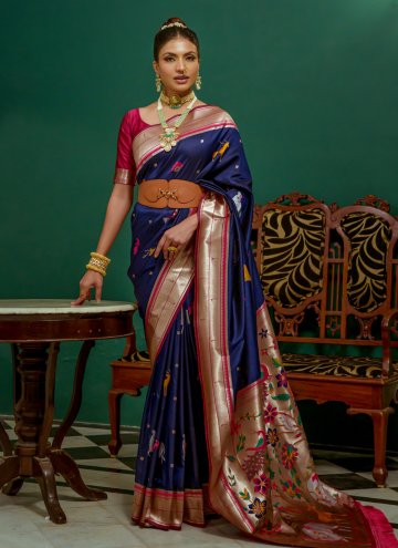 Blue color Silk Classic Designer Saree with Woven