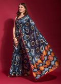 Blue color Silk Contemporary Saree with Foil Print - 2