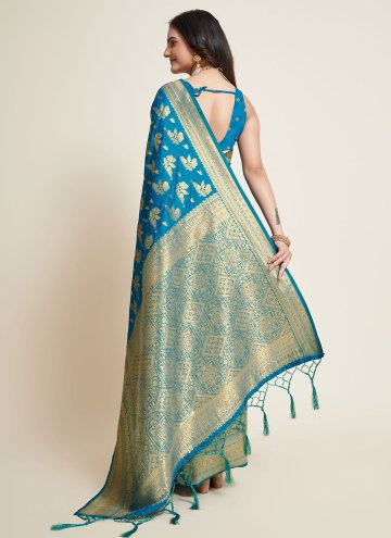 Blue color Silk Contemporary Saree with Woven