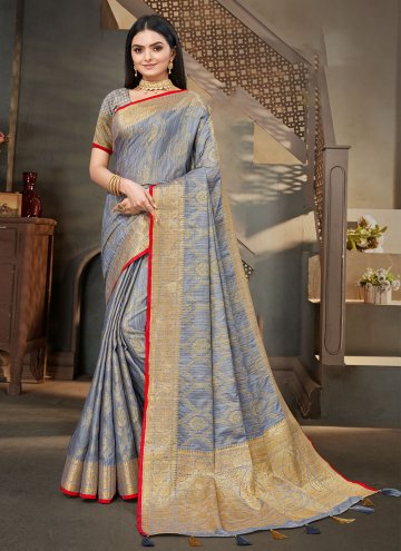 Blue color Silk Silk Saree with Woven