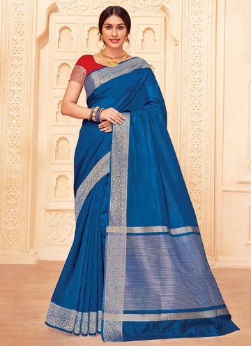 Blue color Silk Traditional Saree with Woven