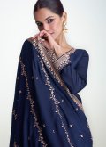 Blue color Silk Trendy Salwar Kameez with Embroidered - 1