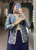Blue color Woven Jacquard Silk Trendy Salwar Suit - 1