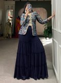 Blue color Woven Jacquard Silk Trendy Salwar Suit - 2